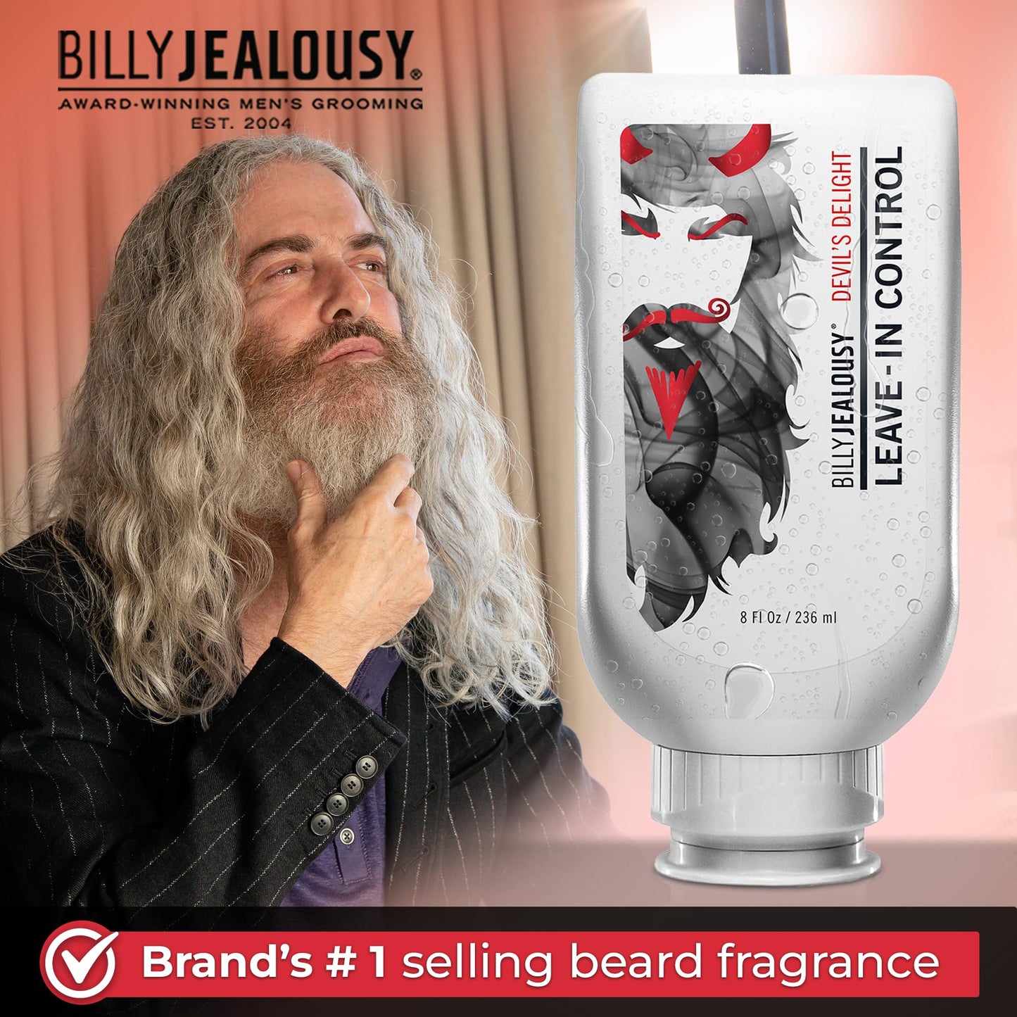 Billy Jealousy Devils Delight Beard Control Leave in Beard Conditioner for Men with Aloe Leaf Juice, Hops Extract & Witch Hazel, Softens Hair