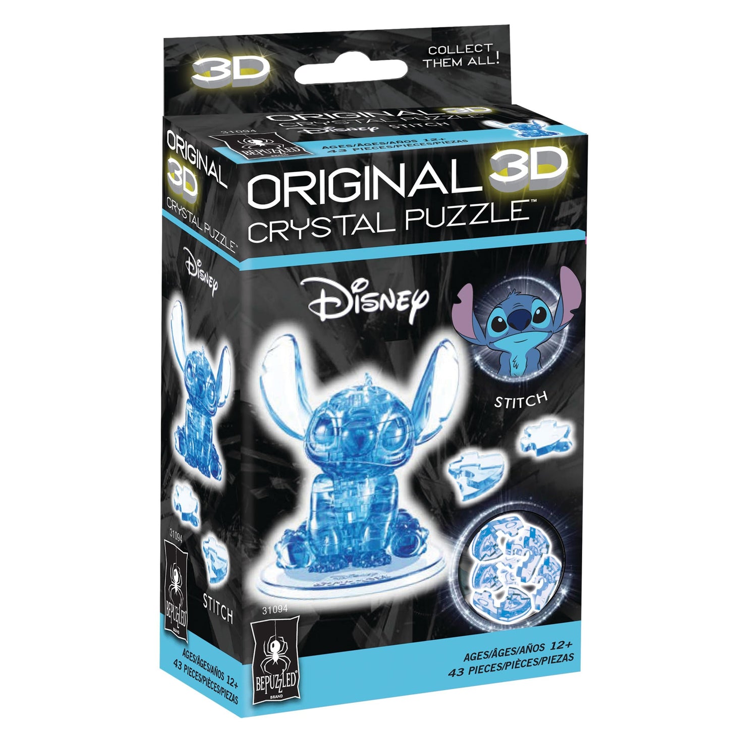 BePuzzled Disney Stitch 3D Crystal Puzzle – Challenging Collectible for Puzzlers Ages 12+, Beautiful Display Piece, Perfect Gift