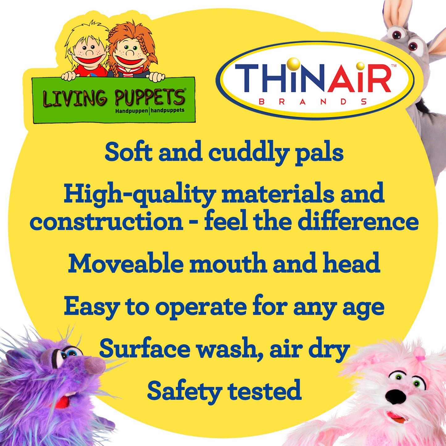 Living Puppets 9-Inch Plush Purple Monster Hand Puppet - Fine European Design, Ultra-Soft and Cuddly, Promotes Child Development, Safety Certified,…