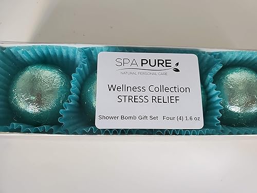 Spa Pure Stress Relief Aromatherapy Shower Steamers Bombs - Shower Bombs with Essential Oils - Unisex Bath Melts - Self Care and Relaxation Shower…