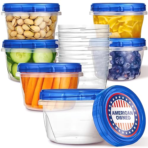 Stock Your Home 16oz Plastic Containers with Twist Top Lids (10 Pack), 2 Cup Freezer Containers with Lids for Leftover Food, Airtight Reusable Soup…