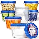 Stock Your Home 16oz Plastic Containers with Twist Top Lids (10 Pack), 2 Cup Freezer Containers with Lids for Leftover Food, Airtight Reusable Soup…