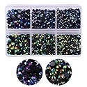 3000pcs Flatback Rhinestones for Crafts, Black AB Crystals Rhinestone, Resin Glitter Gems Nail Diamonds Rhinestones for Clothes Accessories DIY