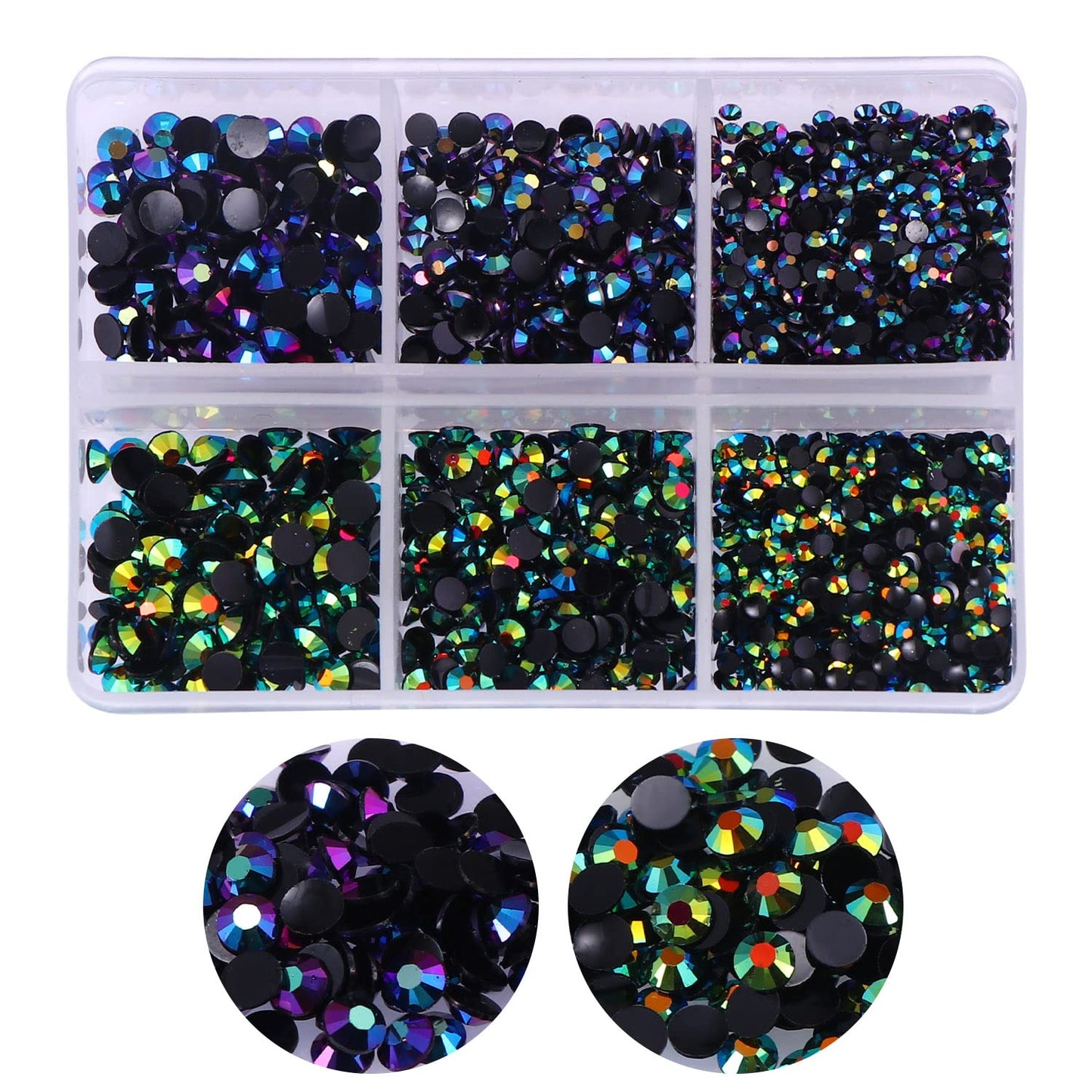 3000pcs Flatback Rhinestones for Crafts, Black AB Crystals Rhinestone, Resin Glitter Gems Nail Diamonds Rhinestones for Clothes Accessories DIY
