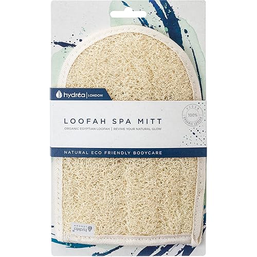 Hydrea London Exfoliating Glove - Organic Egyptian Shower Loofah & Dual-Sided Face Mitt Exfoliator - Body Scrubber for Men & Women, Dead Skin Cell