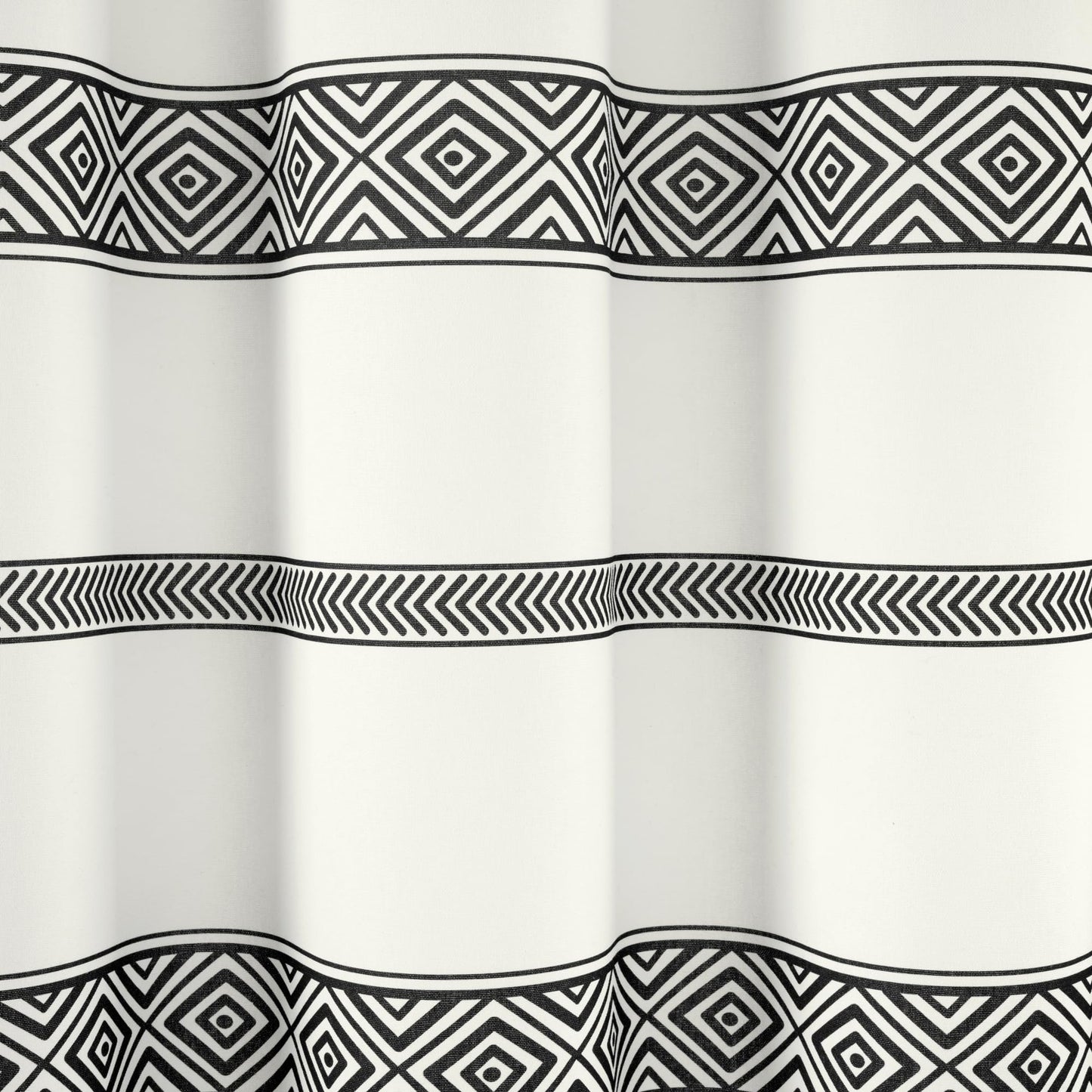 Lush Decor Ava Boho Stripe Tassel Yarn Dyed Eco-Friendly Recycled Cotton Shower Curtain, 72" x 72", Black & White