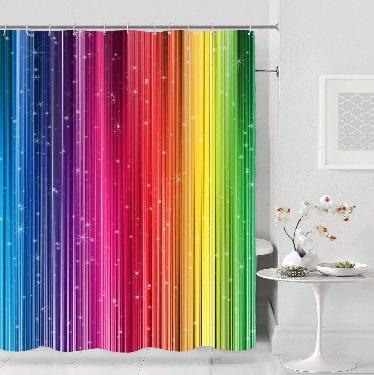 NTETSN Art Home Decor Shower Curtain,Rainbow Colorful Striped Shower Curtain,Waterproof Polyester Fabric Set, 72 X 72 Inch, DSNT021-72