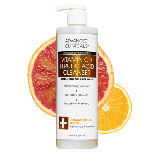 Advanced Clinicals Gentle Vitamin C Face Wash For Women & Men | Citrus Scented Gel Facial Cleanser Soap | Aloe Vera + Ferulic Acid Hydrating Foaming