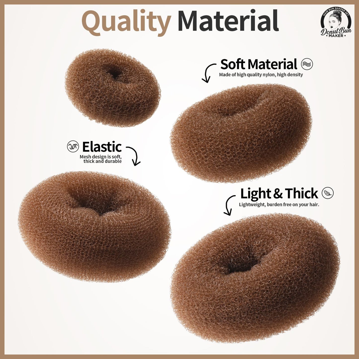 Teenitor Hair Bun Maker, 7pcs Bun Donuts for hair Buns(1 Extra-Large, 2 Large, 2 Medium, 2 Small), Light Brown Beauty and Personal Care Teenitor