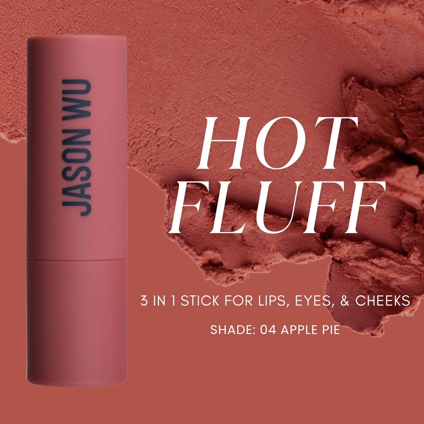 Jason Wu Beauty Hot Fluff Modern Matte Lipstick - 3-in-1 Lipstick, Blush, Shadow, 3.8g 0.134oz (Apple Pie, 3.8g)
