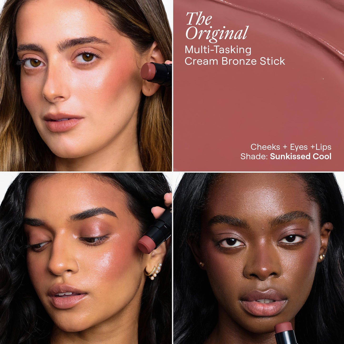Nudestix Nudies Bronze All Over Matte Bronzing Stick - 3-in-1 Cream Bronzer for Cheeks, Eyes & Lips with Built-In Brush | Natural Contour & Sun-Kissed