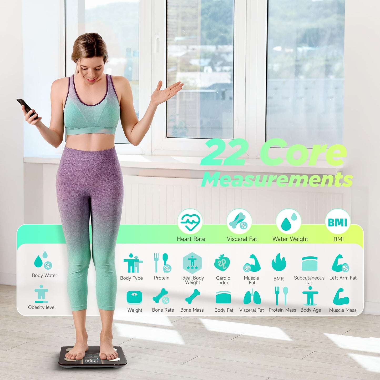 RunStar Scale for Body Weight, Smart Scale with 8-in-1 VA Display, High Precision Bathroom Digital Scale for Body Weight Heart Rate BMI Body Fat 22…