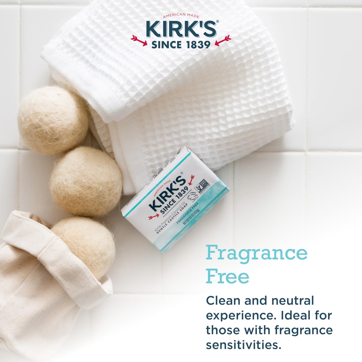 Kirk's Original Coco Castile Soap Fragrance Free 4 oz, Pack 18 Beauty & Personal Care Kirk's
