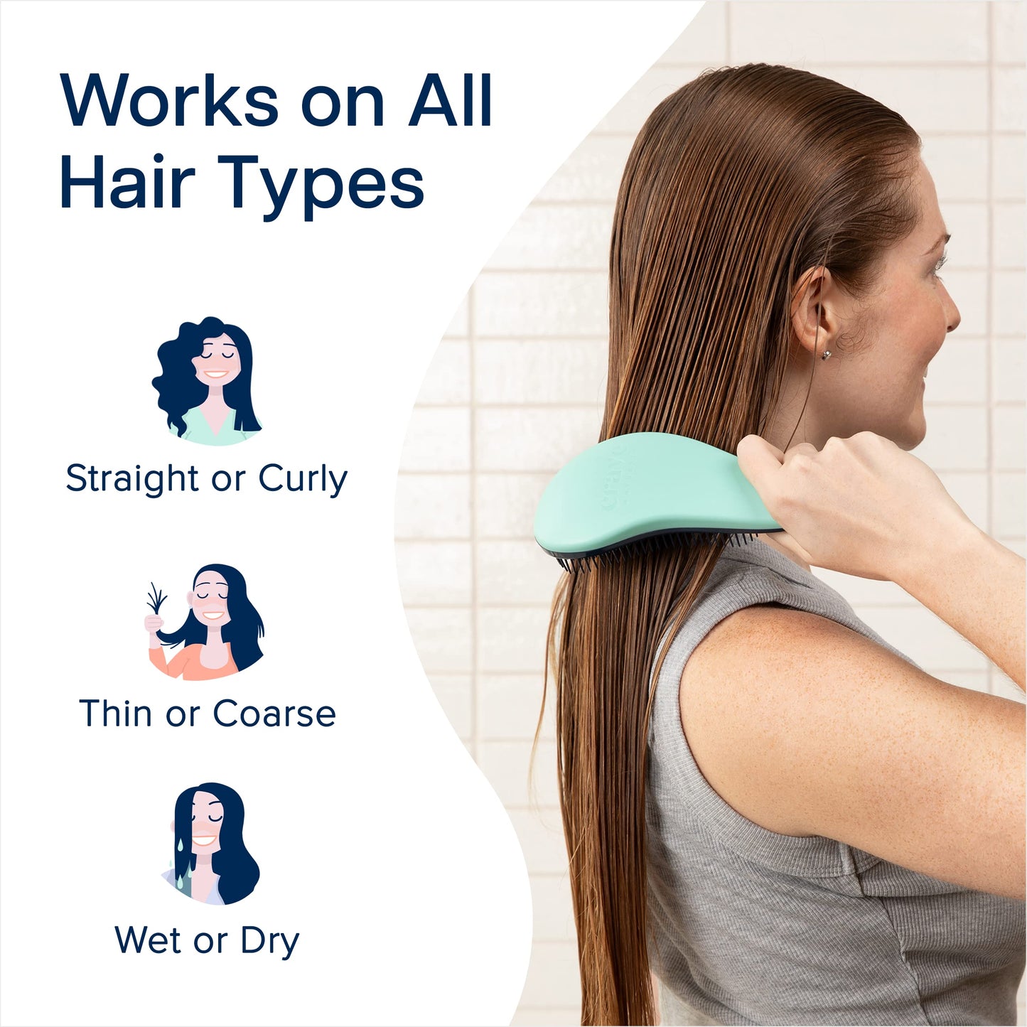 Crave Naturals Glide Thru Detangling Hairbrush That Glides Through Tangles for Wet, Dry and Damaged Hair - Gentle Detangler Styling Tool for Adults