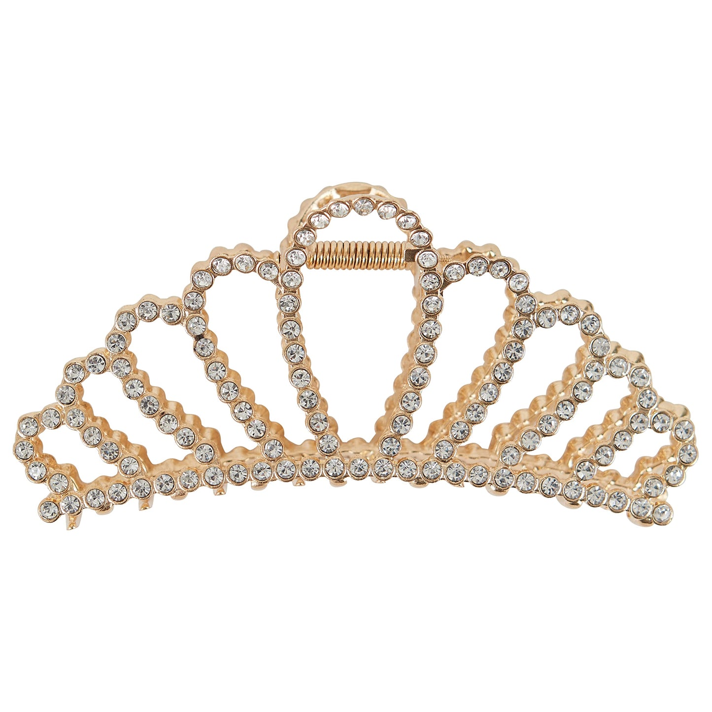 Allure Rhinestone Gold Crown Large Hair Clip