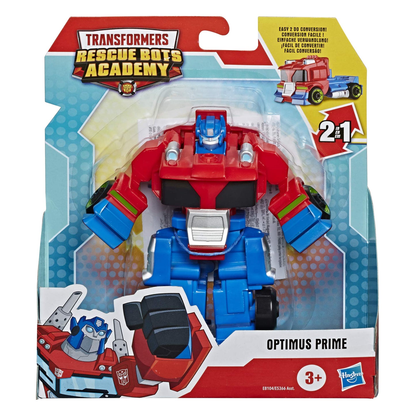 Transformers Rescue Bots Academy Optimus Prime Converting Toy, 4.5-Inch Figure, Toys for Kids Ages 3 and Up
