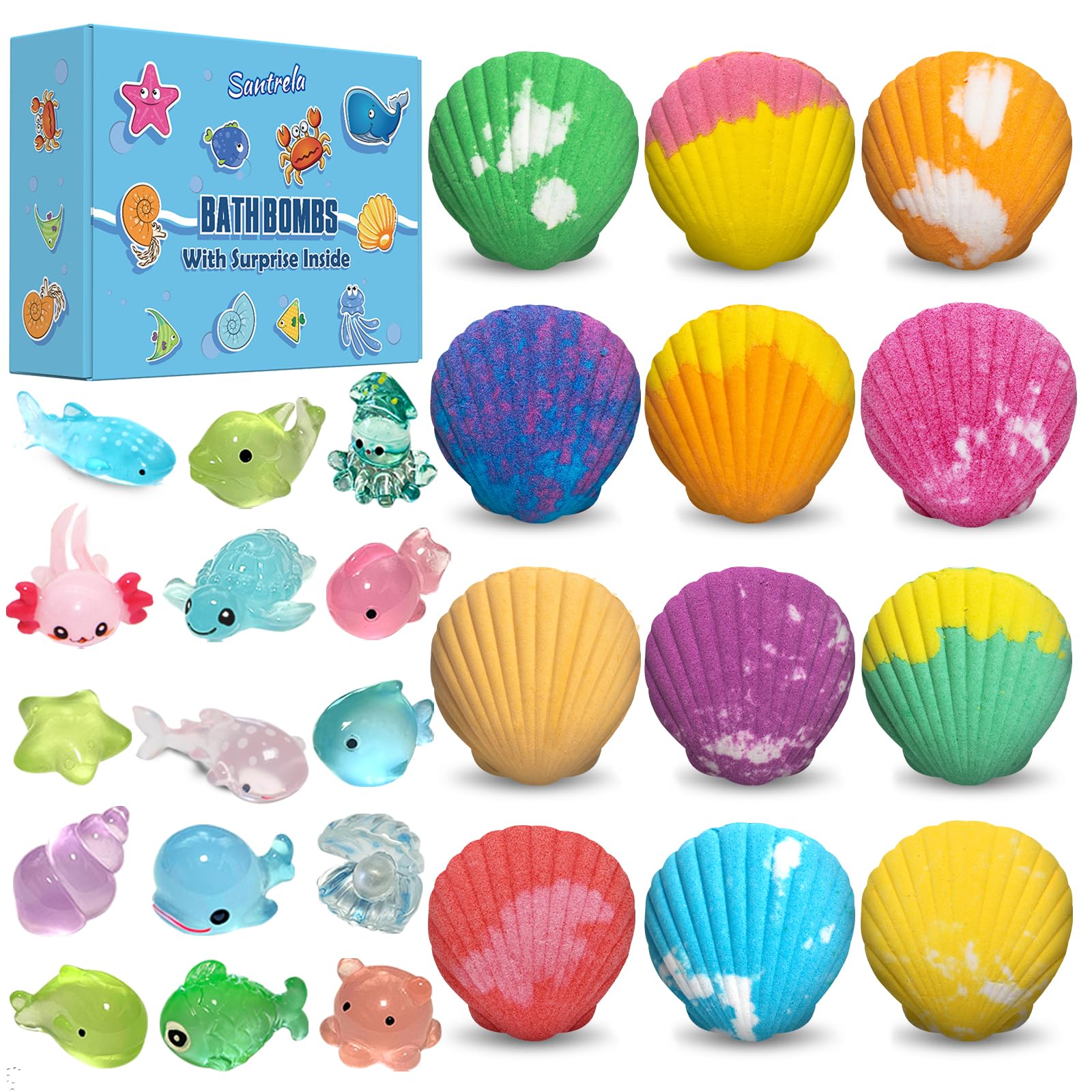 Bath Bombs for Kids with Surprise Toys Inside, 12 Pack Shell Kids ...
