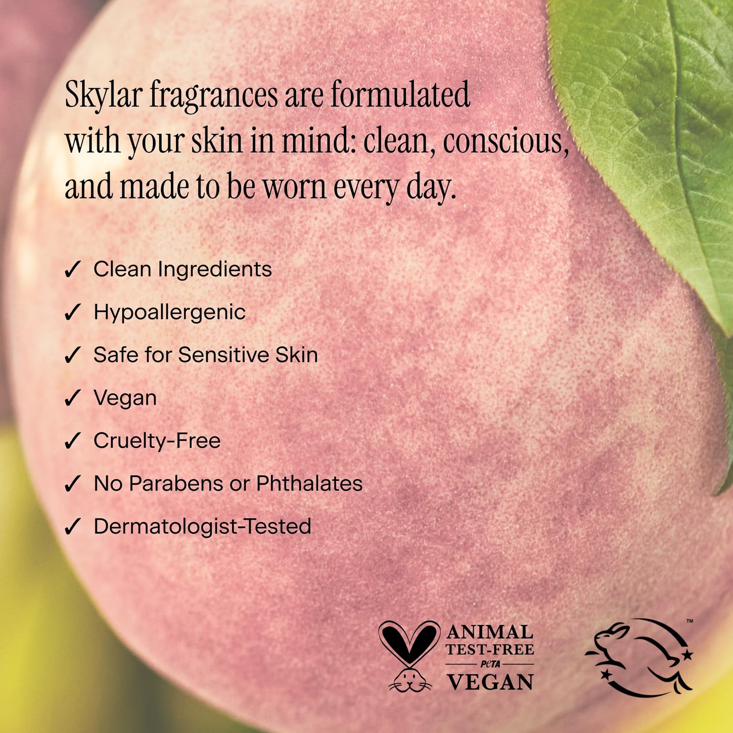 Skylar Peach Fields Eau de Parfum - Hypoallergenic & Clean Perfume for Women & Men, Vegan & Safe for Sensitive Skin - Sweet Perfume with Notes