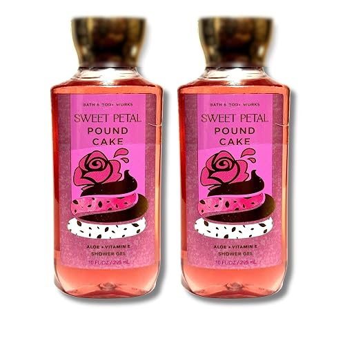 Bath & Body Works Shower Gel Gift Set 10oz Each Pack of 2 (Sweet Petal Pound Cake)