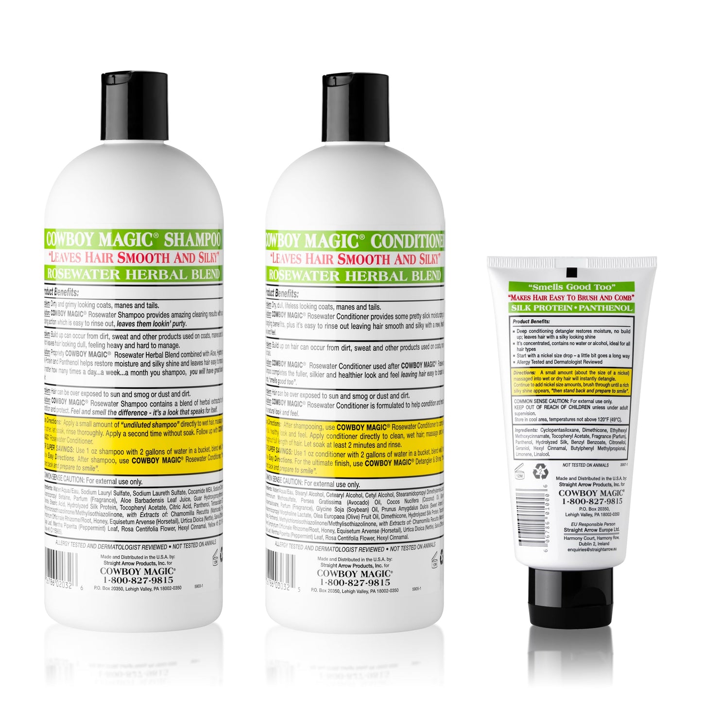 Cowboy Magic Shampoo + Conditioner 32 Ounce Bottles Detangler and Shine 4oz
