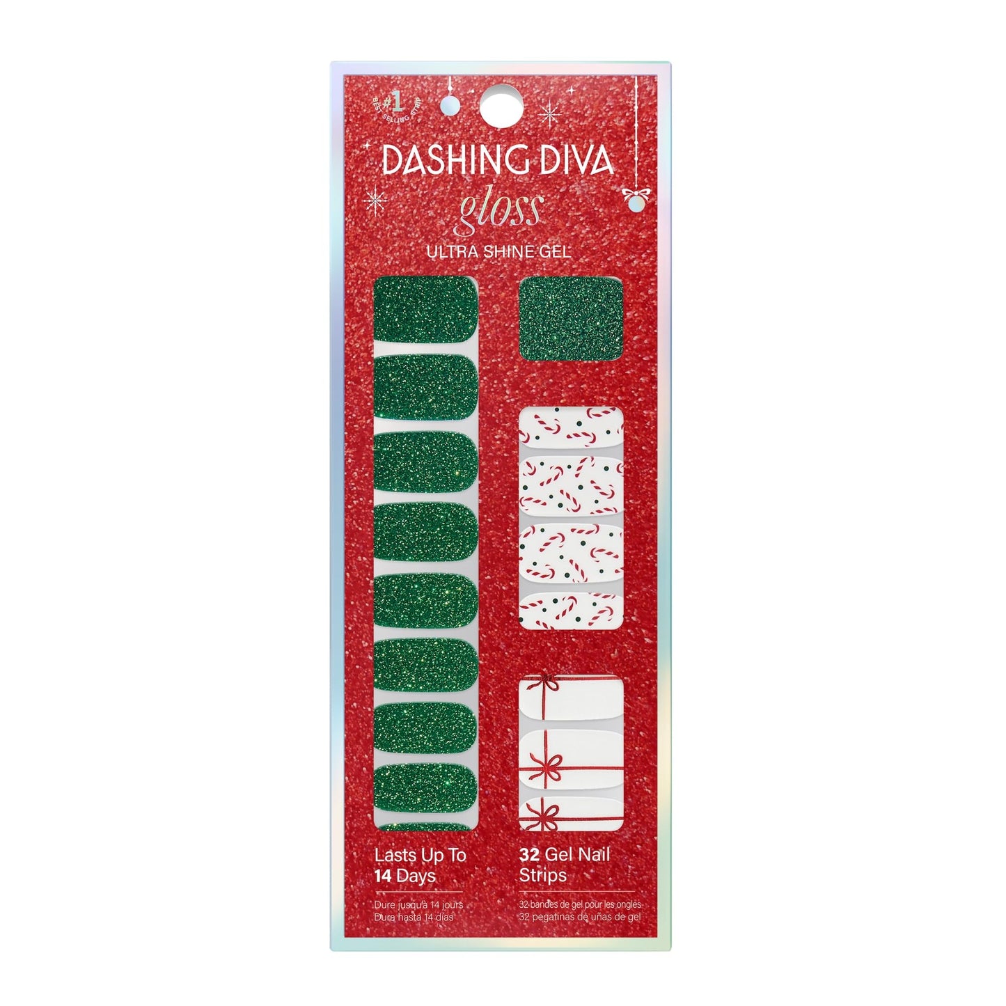 Dashing Diva Gloss Nail Strips - Big Red Bow - UV Free, Chip Resistant, Long Lasting Gel Nail Stickers - 3-Piece Manicure Set - Contains 32 Wraps, 1 Beauty & Personal Care Dashing Diva