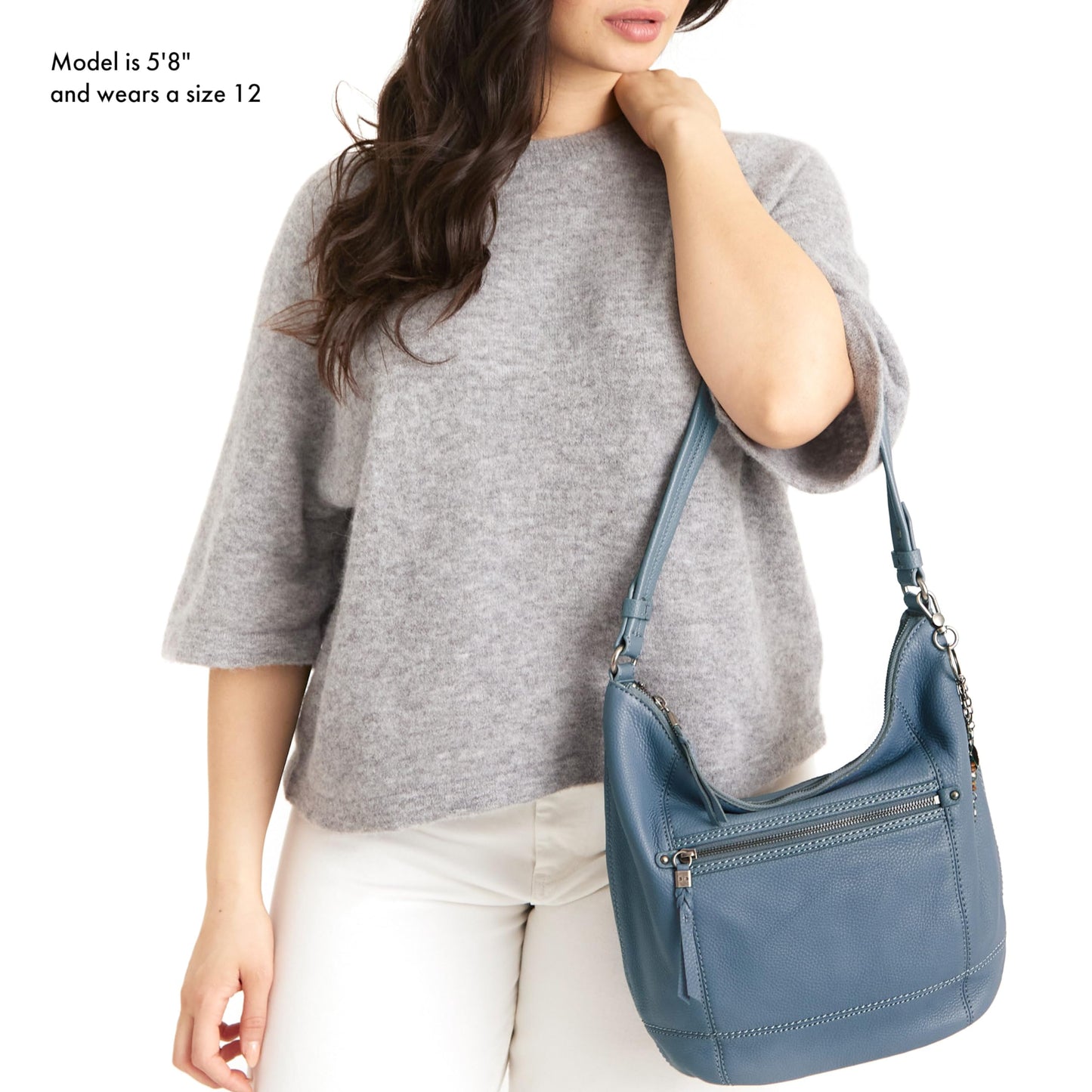 The Sak Sequoia Hobo Bag in Leather, Single Shoulder Strap, Maritime