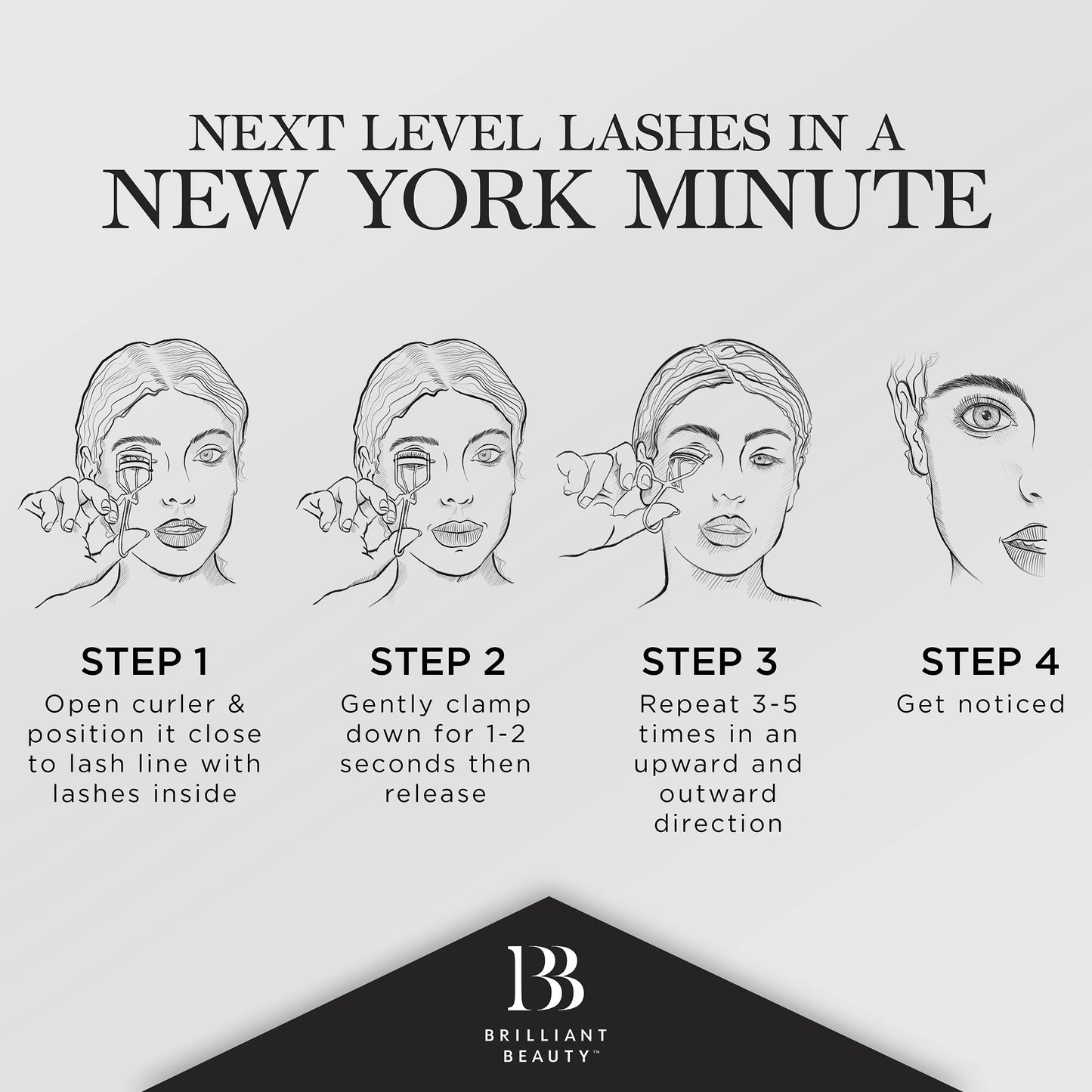 Brilliant Beauty Eyelash Curler with Satin Bag & Refill Pads - Award Winning - No Pinching, Just Dramatically Curled Eyelashes for a Lash Lift