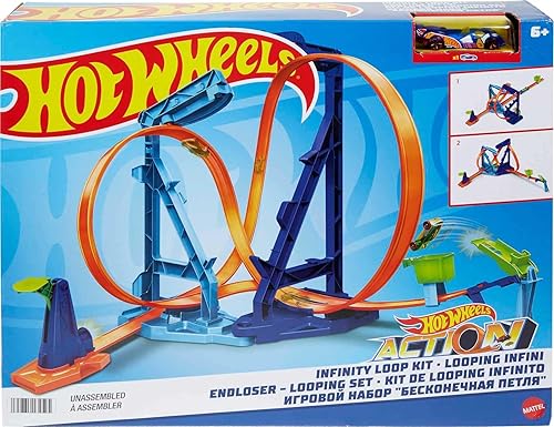 Hot Wheels Toy Car Track Set, Infinity Loop Kit Playset with 1:64 Scale Car, 2 Ways to Play, Stunt & Jumps