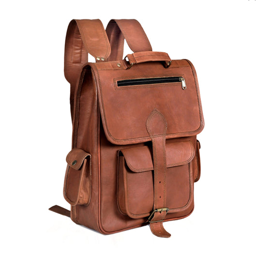 cuero Vintage Full Grain Leather Laptop Backpack, Handmade Rucksack, Premium Quality & Classic Charm, leather backpack for men and women - For Hiking, Vacation, School, Colleges, Office