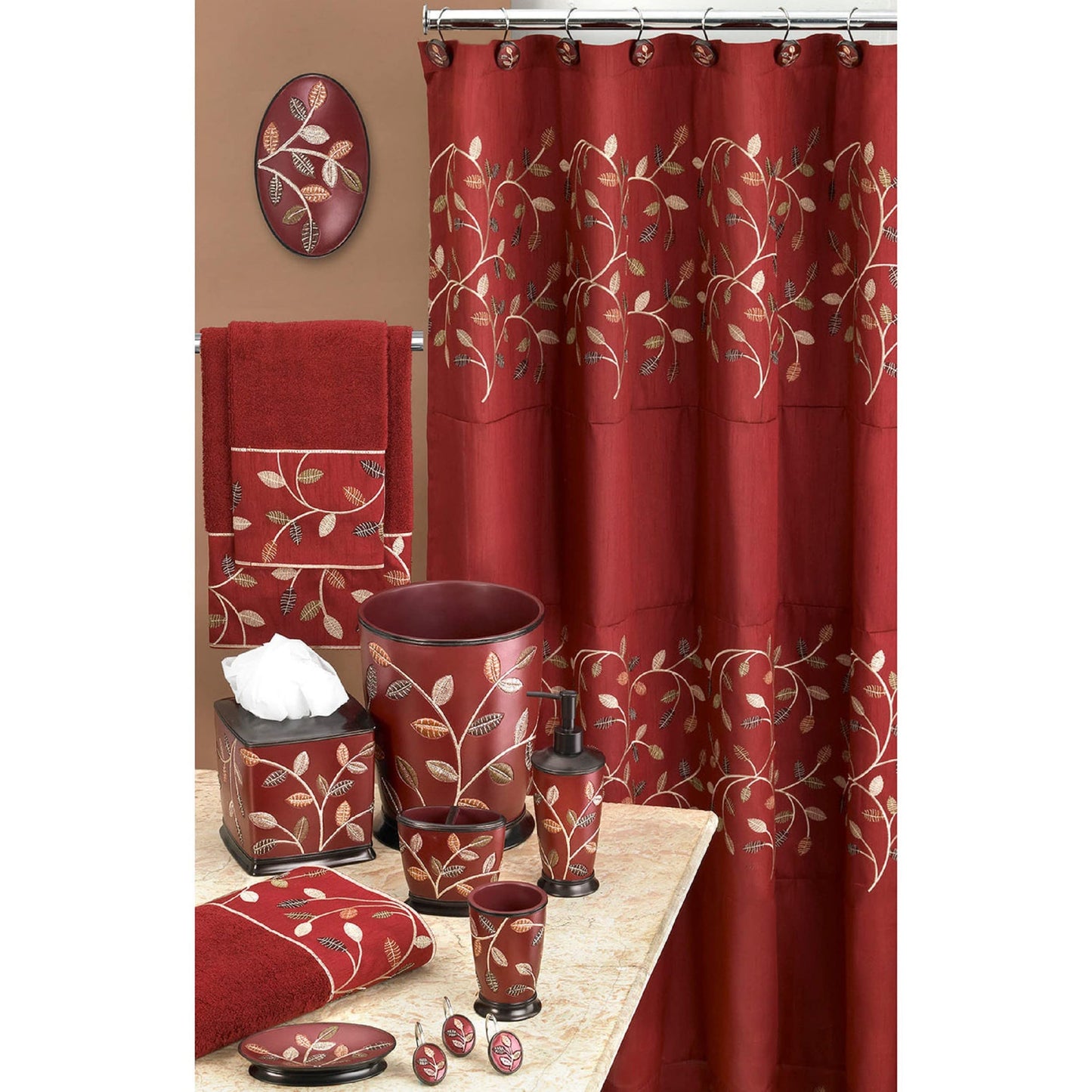 Popular Bath Aubery Shower Curtain, Burgundy 72.00" x 70.00"