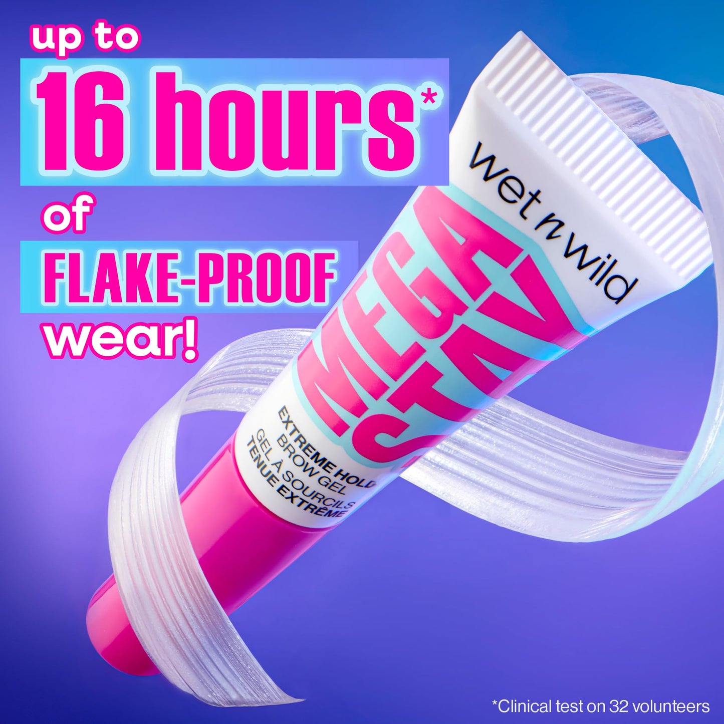 wet n wild Mega Stay Extreme Hold Brow Gel, Lightweight, Non-Sticky & Flake-Free Formula, Long-Lasting 16-Hour Wear, Sculpted & Laminated Brow Look