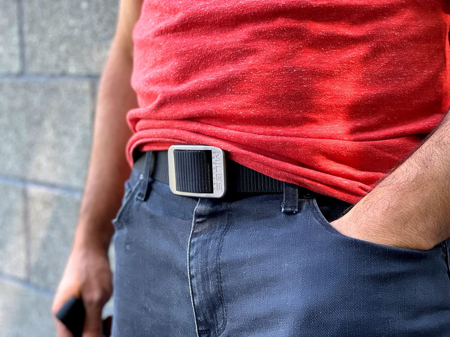 Miles Tactical Nylon Belt with Aluminum Metal Buckle No-Slip Design (Black, Medium)