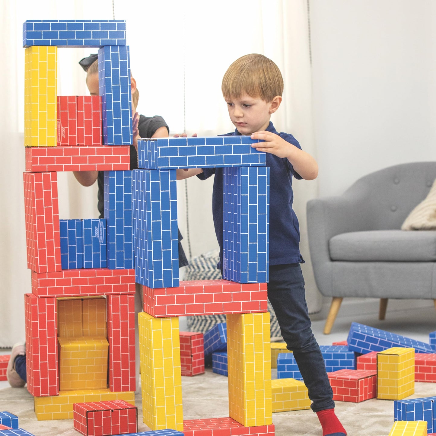 Bankers Box at Play Jumbo Cardboard Building Blocks 40-Pack – Heavy Duty Large & Medium Toy Blocks for Kids
