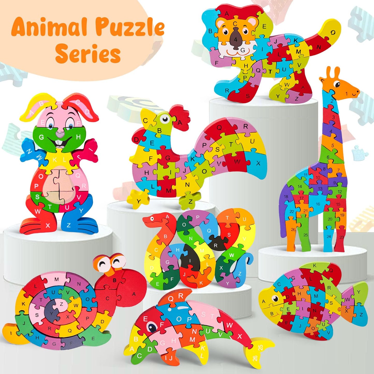 LovesTown Montessori Wooden Alphabet Puzzle – ABC Snake Learning Toy for Toddlers, Educational Preschool Jigsaw for Early Childhood Development