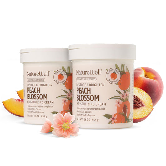 NATURE WELL Peach Blossom Restore & Brighten Moisturizing Cream For Face & Body, Infused With Peach Extract, Niacinamide, & Hyaluronic Acid, Promotes