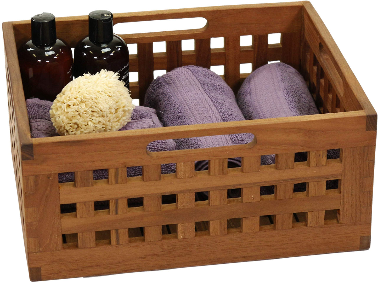 AquaTeak Grate Medium Size Teak Storage Bin