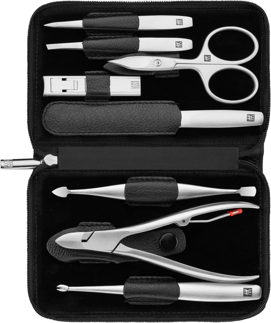 ZWILLING Manicure Set (8 piece, comprehensive nail care, pedicure, travel size, genuine leather case with zipper), Premium, Black Beauty & Personal Care ZWILLING Beauty