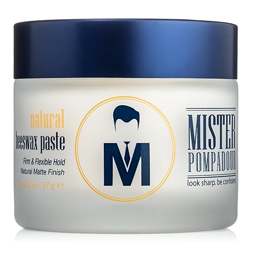Mister Pompadour Natural Beeswax Paste | Matte Hair Product for Men & Women | HIgh Hold & No Shine | Water Based - Easy To Wash | 2oz