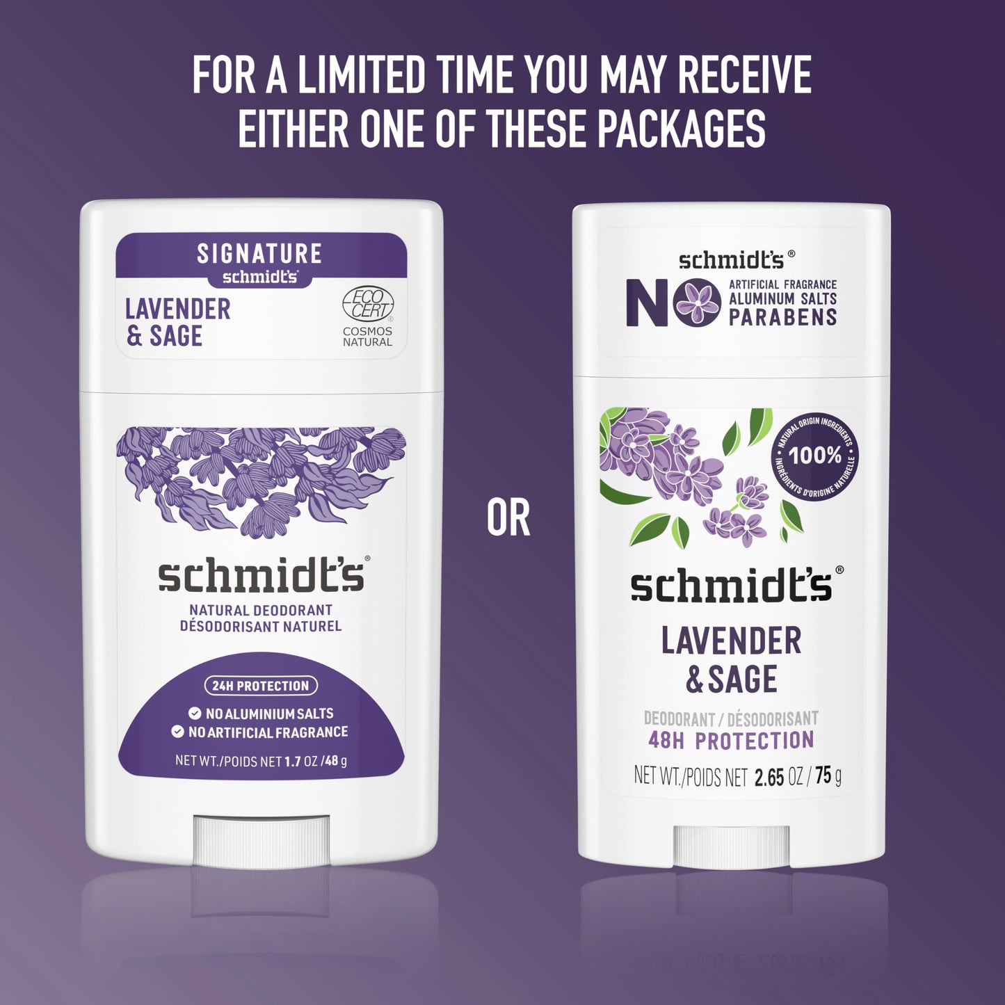 Schmidt's Aluminum-Free Vegan Deodorant Lavender & Sage with 24 Hour Odor Protection, for Women and Men, Natural Ingredients, Cruelty-Free, 2.65 oz Beauty and Personal Care Schmidt's