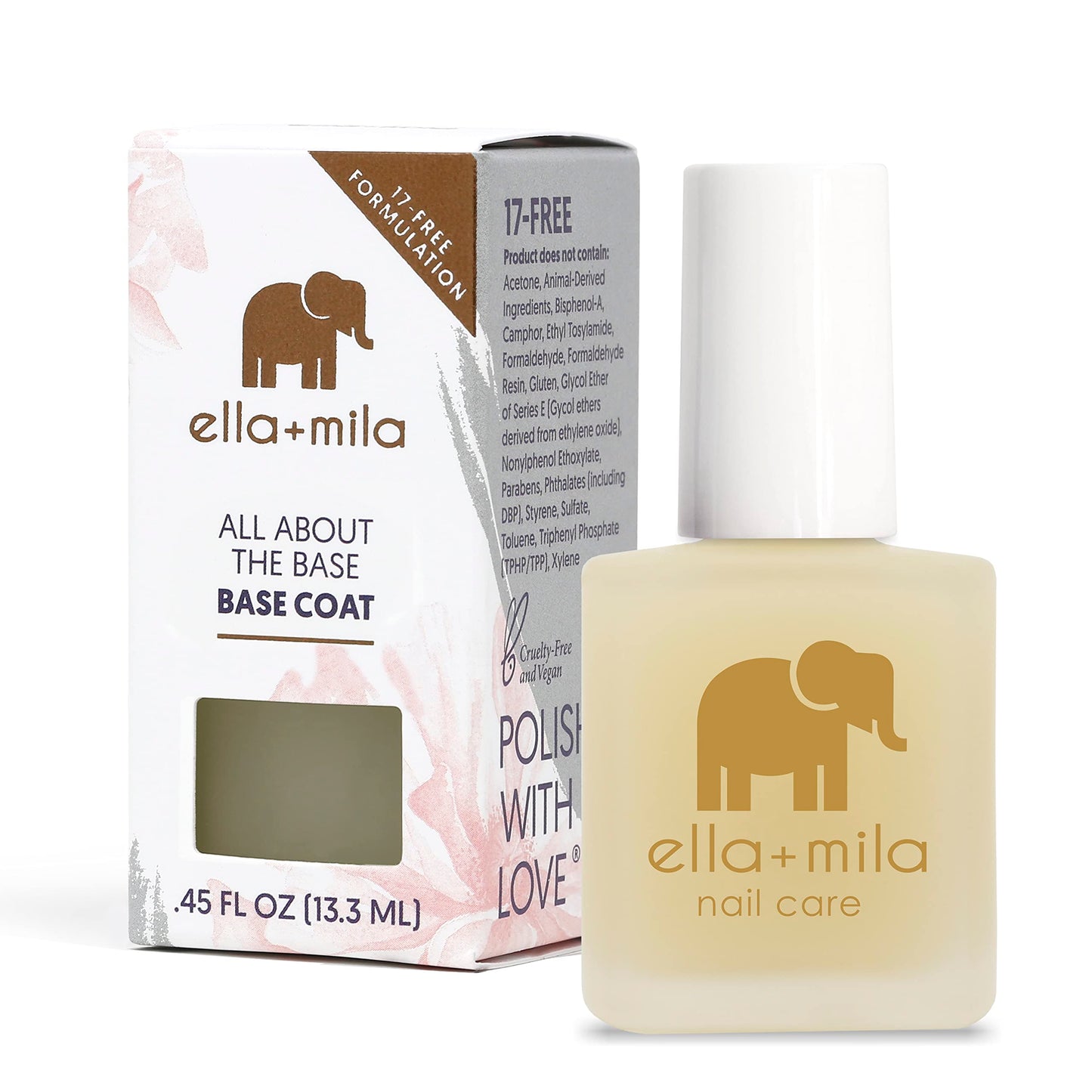 ella+mila Ridge Filler Base Coat Nail Polish - Smoothing Nail Treatment and Long-lasting Ridge Filler - Nourishing Clear Polish for Natural