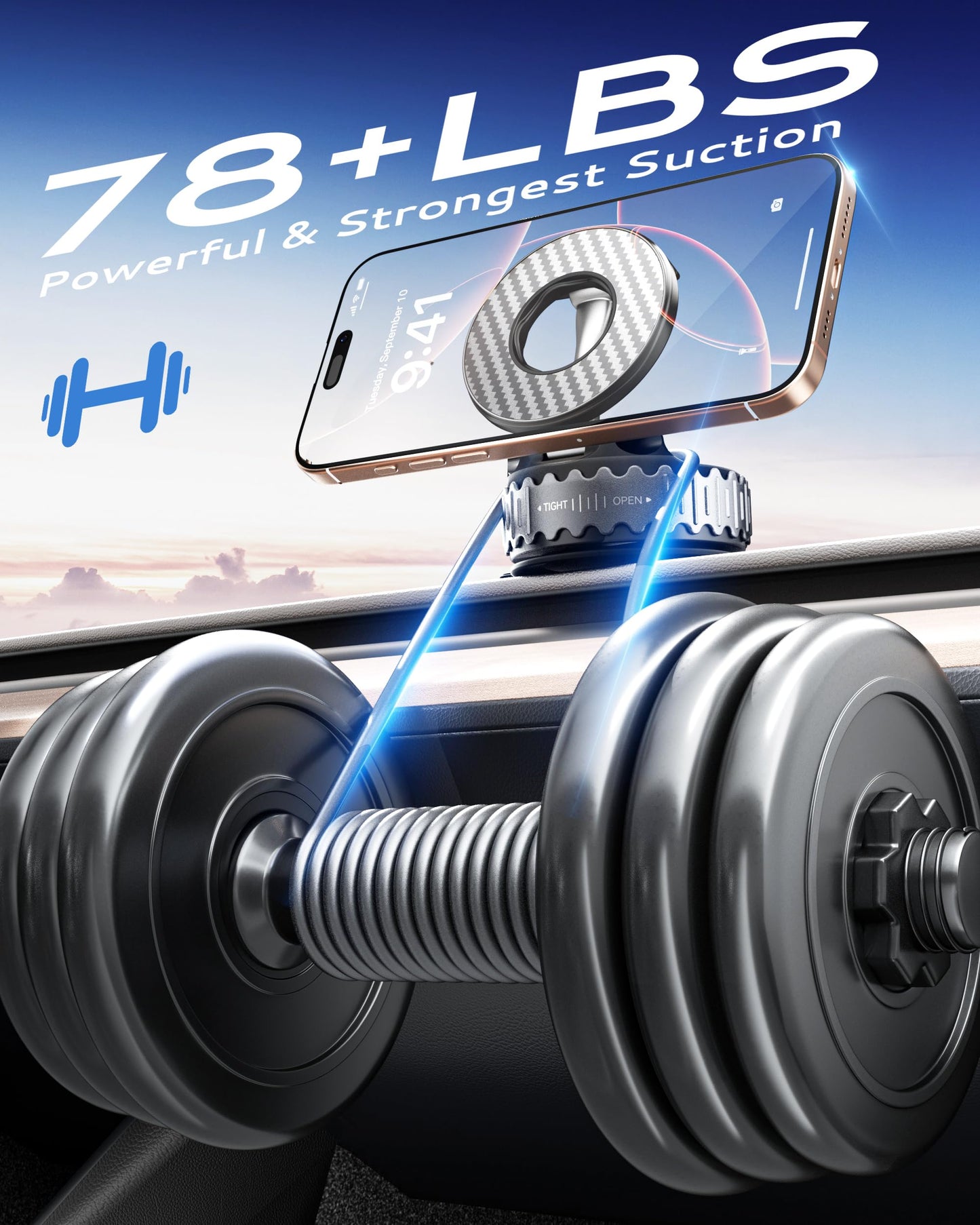 BEBEAR Car Phone Holder for Magsafe [78+LBS Hyper Suction & 4400gf Strongest Magnetic] 360°Adjustable Car Phone Mount Car Accessories Phone Holders…