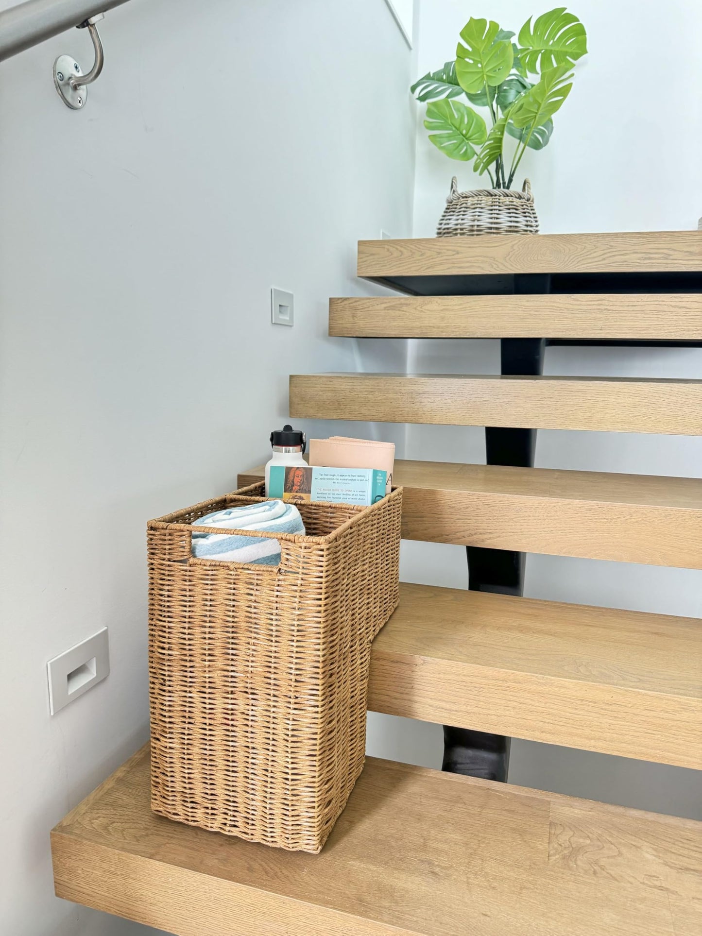 KOUBOO Wicker Step Basket, Natural, Rectangular, 15 x 9.5 x 15.75 in