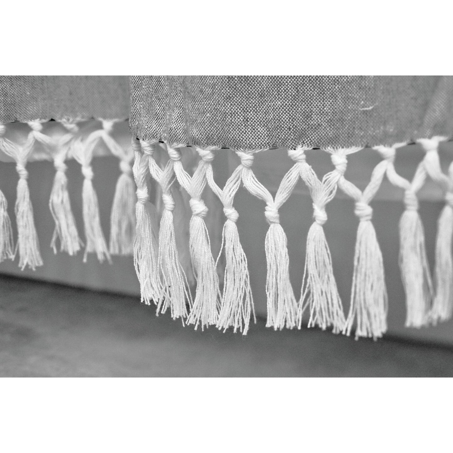 iDesign Wide Stripe Fabric Shower Curtain with Tassels, Fringe for Master, Guest, Kids' Bathrooms, Bathtubs, Stalls, Charcoal