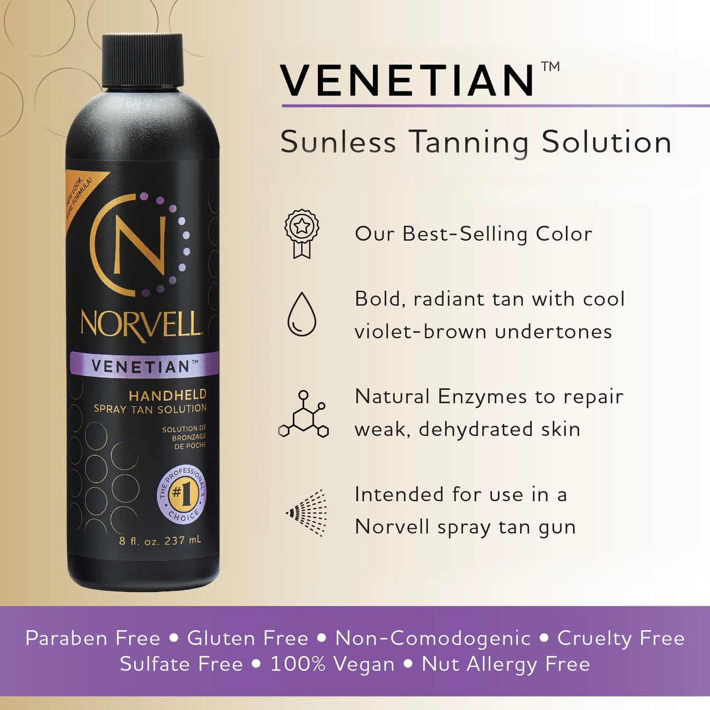 Norvell Premium Spray Tan Solution Venetian 8 fl oz - Professional Sunless Tanning Formula for Natural Bronze Glow, Streak-Free, Fast-Drying Beauty and Personal Care Norvell
