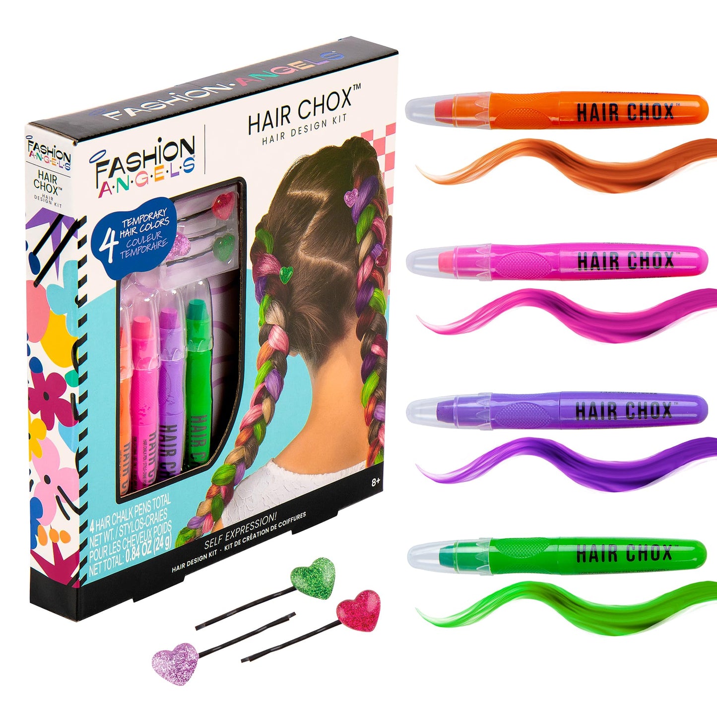Fashion Angels Hair Chox Set, Temporary Hair Color for Kids- Safe and Washable Hair Chalk