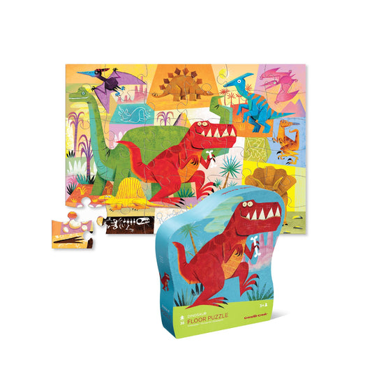 Crocodile Creek Dinosaur Floor Puzzle, 36-Piece Jigsaw for Kids Ages 3-5, Large 27" x 20" Puzzle with Heavy-Duty Storage Box