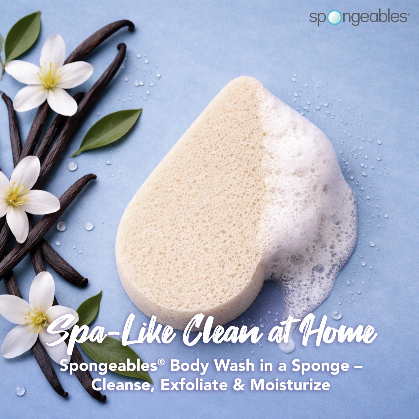Spongeables Anti Cellulite Body Wash in a 20+ Wash Sponge, Vanilla Bean, 1 Count