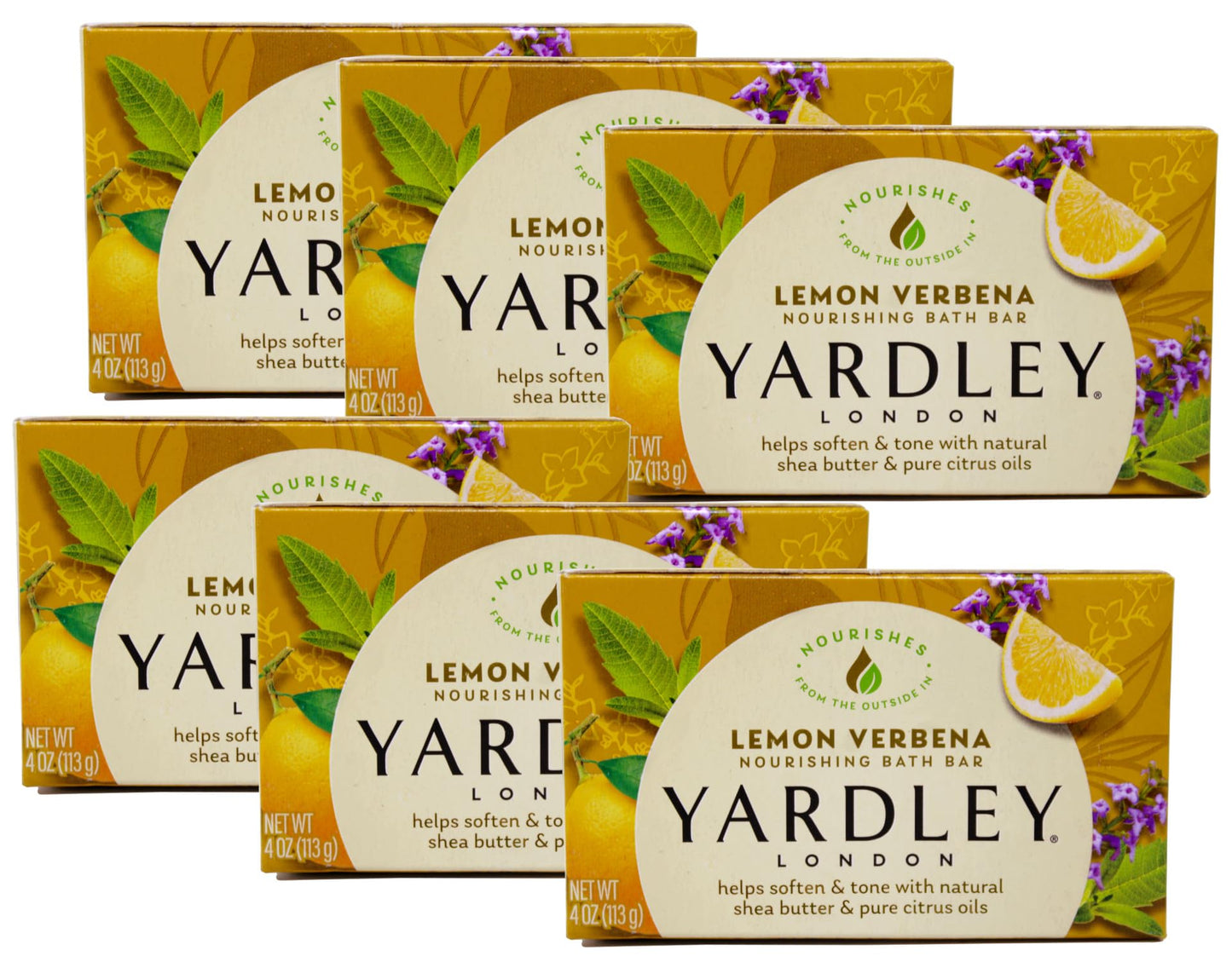 Yardley London Moisturizing Bar Lemon Verbena With Shea Butter 4.0 oz (Pack of 6)