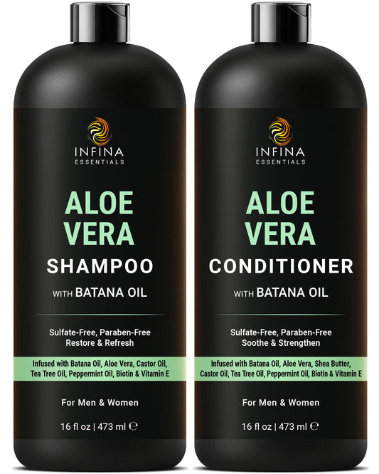 INFINA ESSENTIALS Shea Butter Shampoo & Conditioner Set | 16 fl oz Each | with Batana Oil & Argan Oil | Moisturizing, Strengthening & Frizz Control Beauty & Personal Care INFINA ESSENTIALS