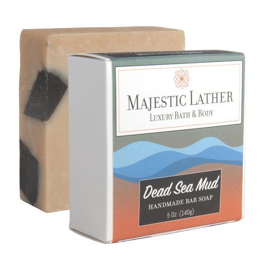 Dead Sea Mud Luxury Handmade Bar Soap for Face & Body. Gentle Cleansing, Moisturizing, Purifying & Nourishing - Shea Butter & Natural Oils. Cold Beauty & Personal Care Majestic Lather